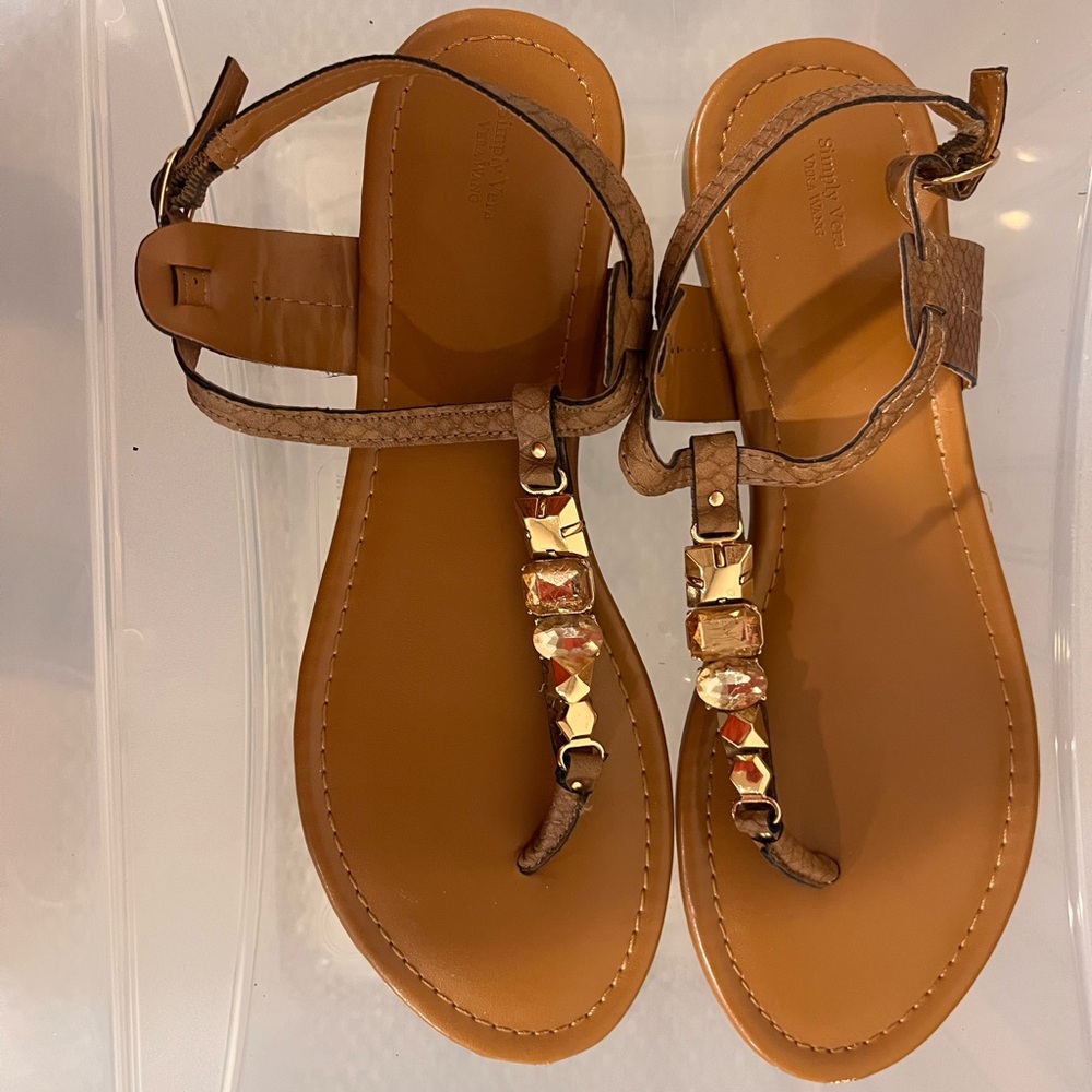 Brown Sandals with Embellishments